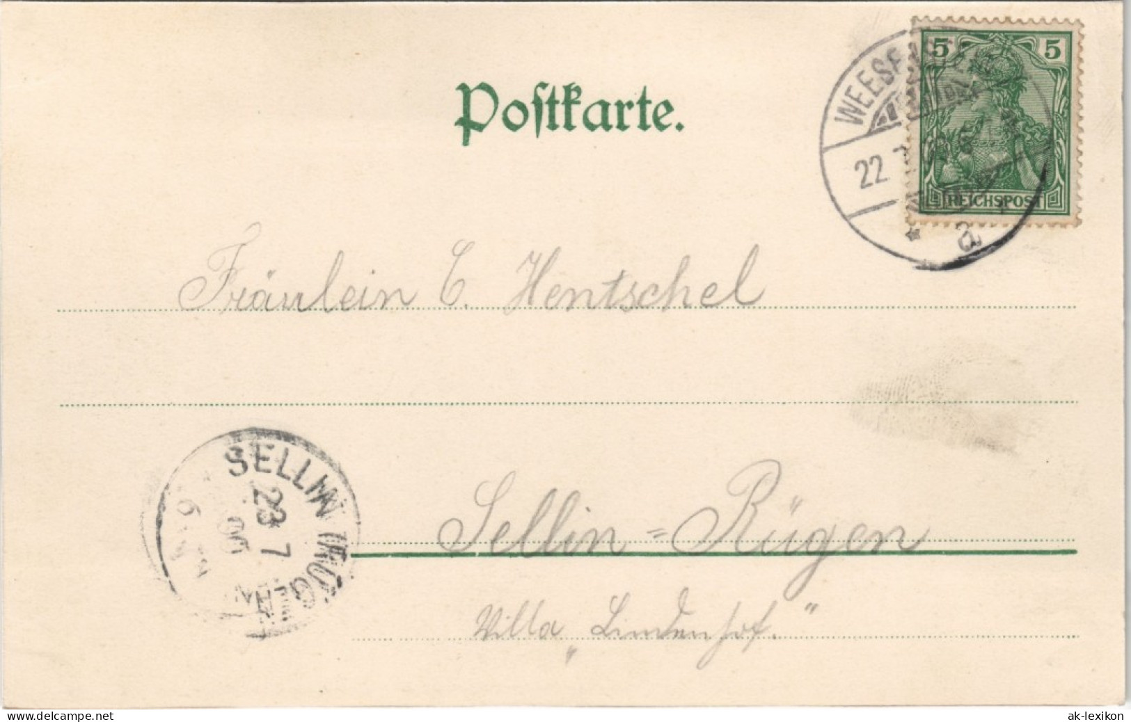 Weesenstein (Müglitz) Schloss   1900   Gelaufen SELLIN RÜGEN Ankunftsstempel) - Weesenstein A. D. Müglitz