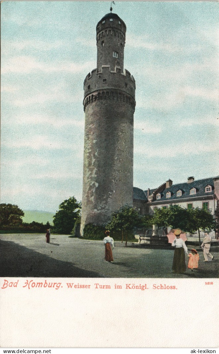 Litho AK Bad Homburg Der Höhe Weisser Turm Königl. Schloss (Castle Tower) 1900 - Bad Homburg