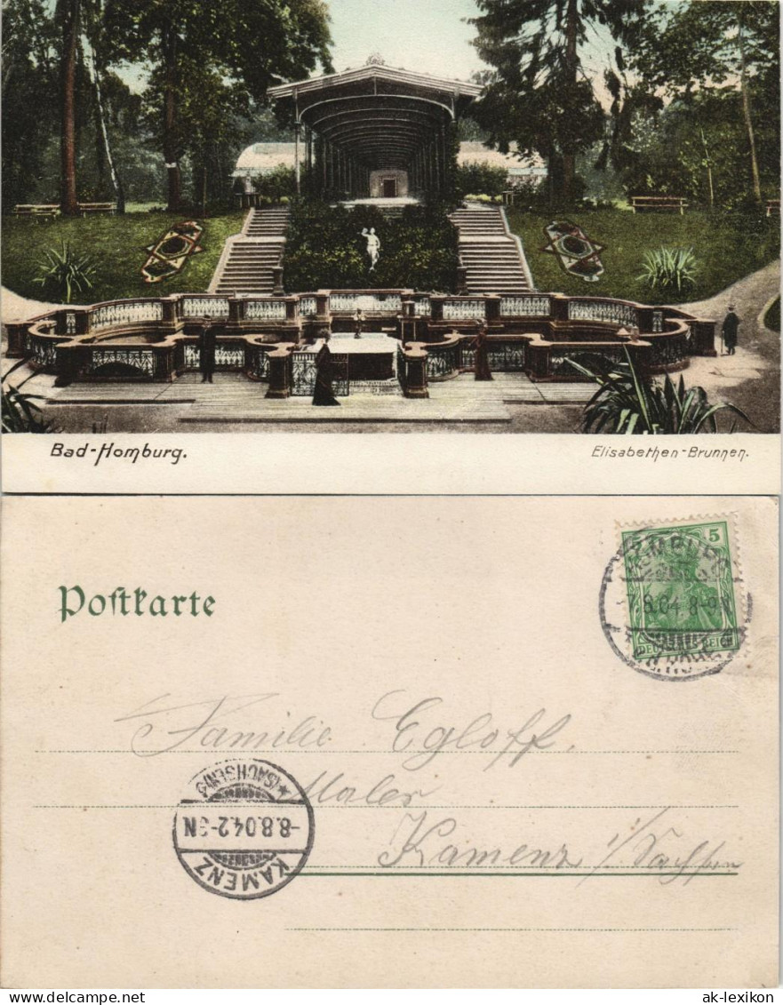 Bad Homburg Vor Der Höhe Elisabethenbrunne 1904    KAMENZ Ankunftsstempe - Bad Homburg