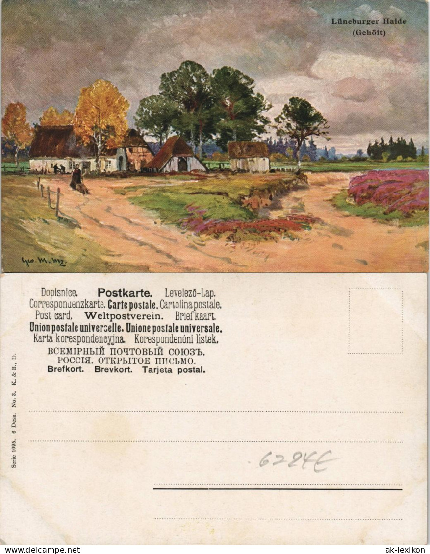 Ansichtskarte .Niedersachsen Lüneburger Heide Gehöft - Mondnacht 1908 - Lüneburger Heide