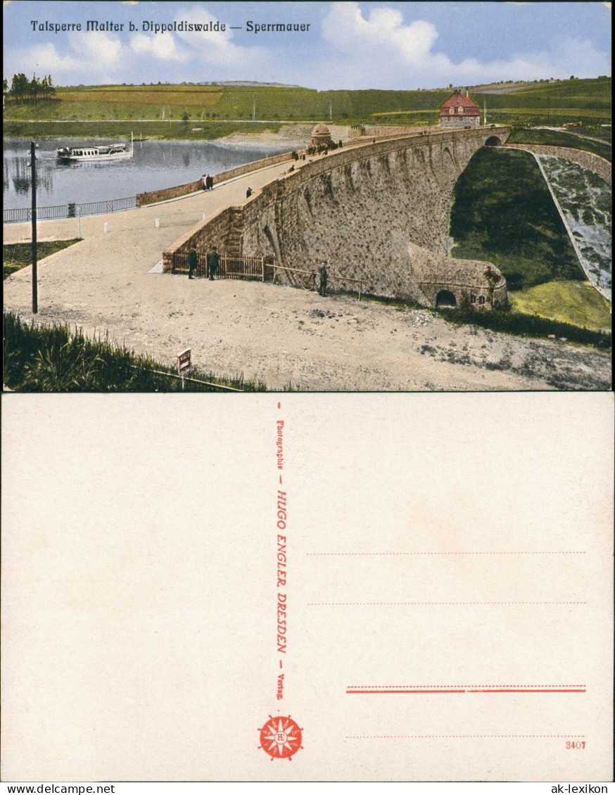 Ansichtskarte Dippoldiswalde Talsperre Malter - Sperrmauer 1915 - Dippoldiswalde