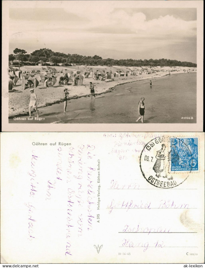 Ansichtskarte Göhren (Rügen) Strandleben - Gel Sonderstempel 1953 - Göhren