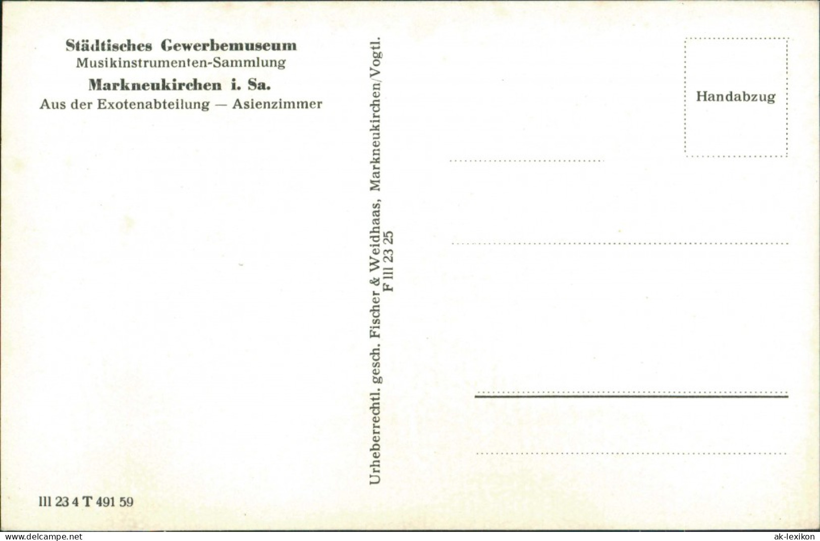 Ansichtskarte Markneukirchen Gewerbemuseum Asienzimmer 1959 - Markneukirchen