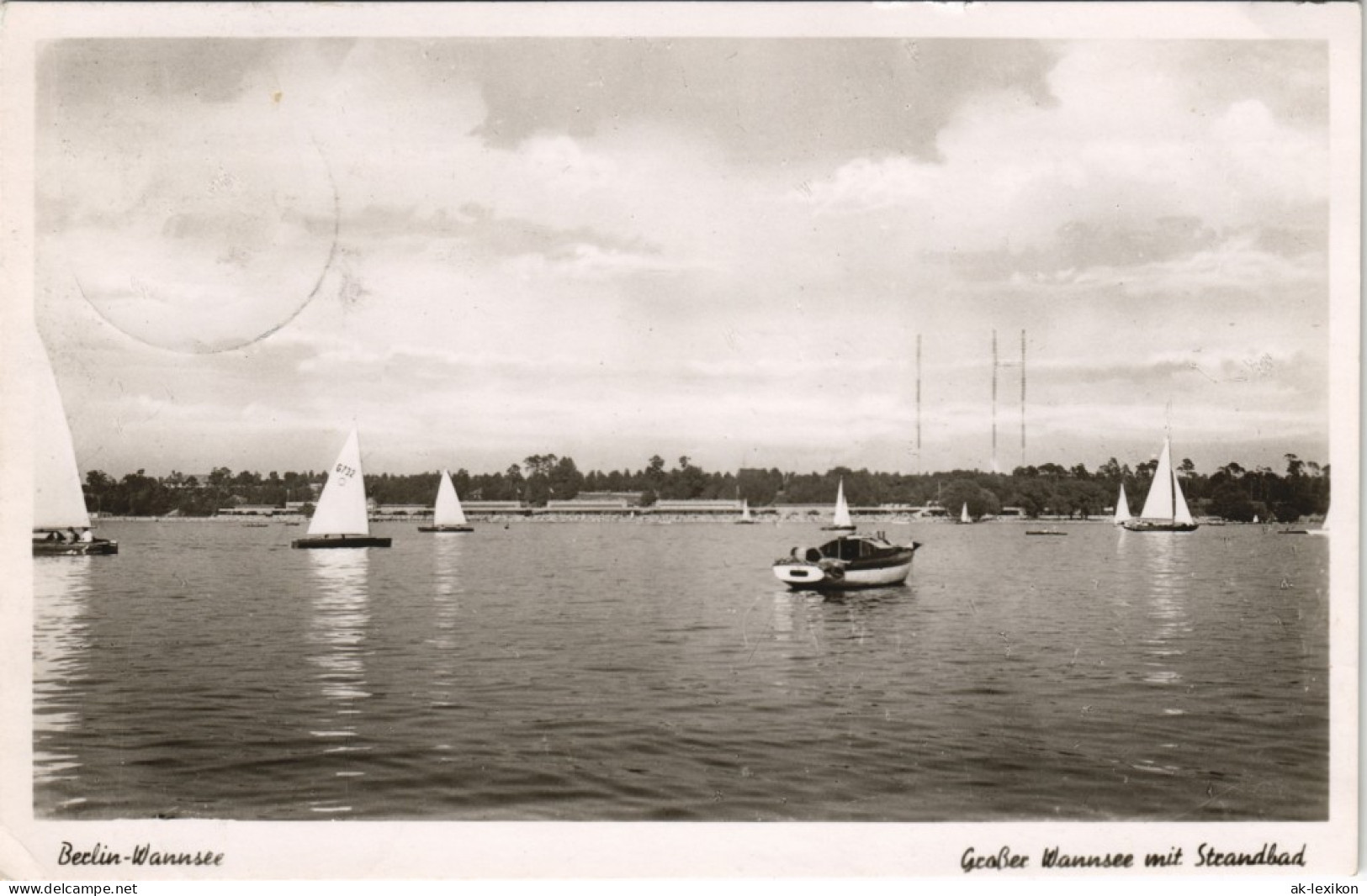 Ansichtskarte Wannsee-Berlin Motorboot, Strandbad Gel Berlin West 1954 - Wannsee