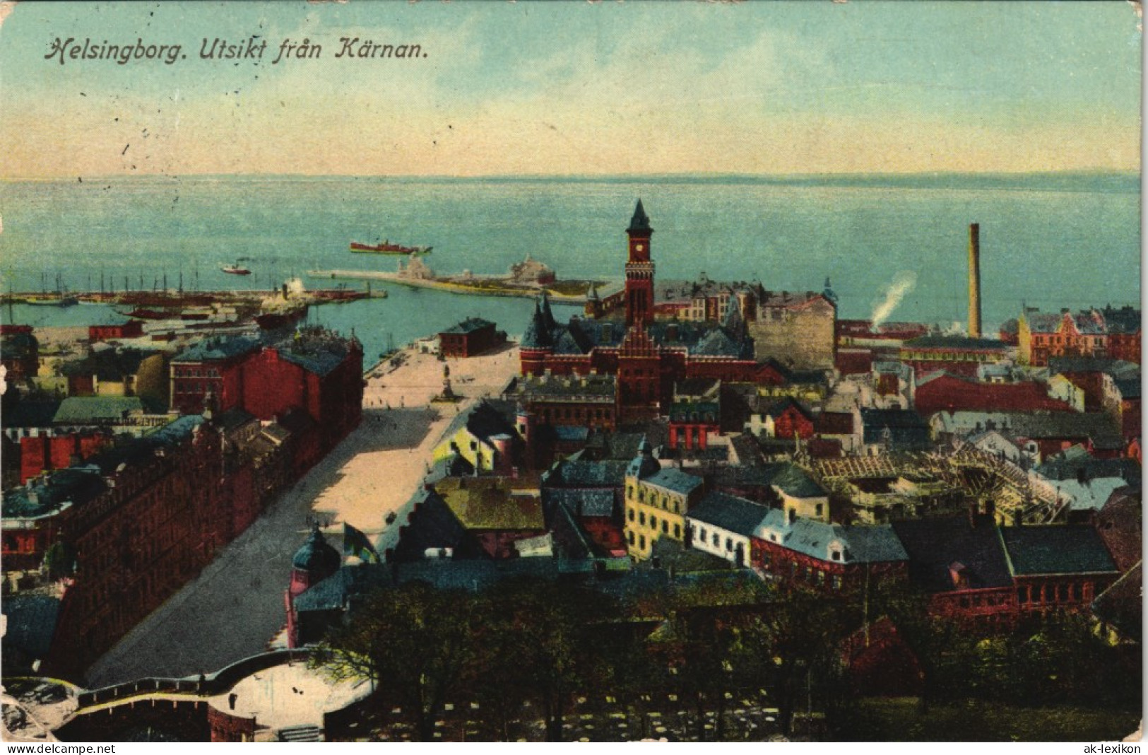 Postcard Helsingborg Hälsingborg Hafen - Utsikt Från Kärnan. 1910 - Schweden