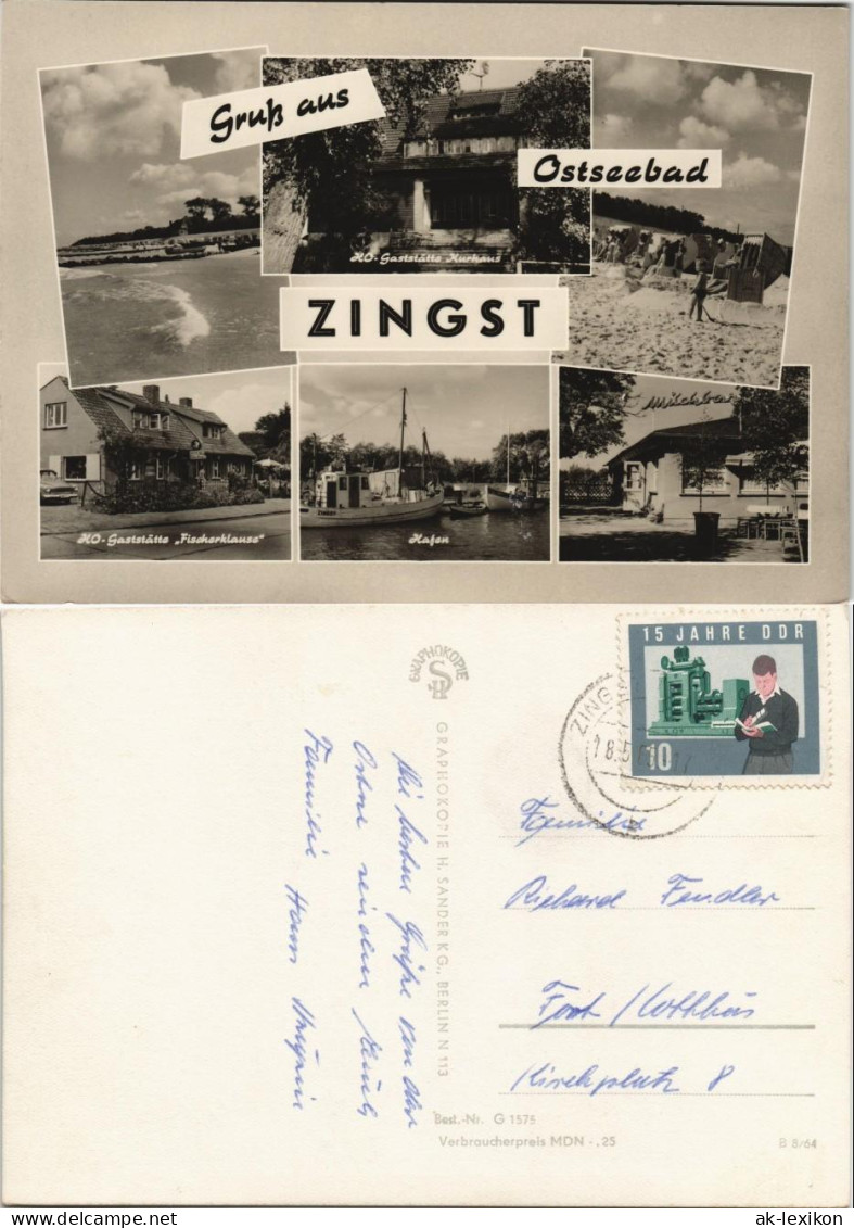 Zingst DDR Mehrbild-AK Ua. HO-Gaststätte Fischerklause, Hafen, Milchbar 1964 - Zingst