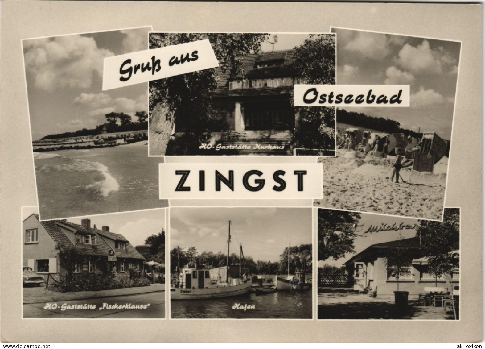 Zingst DDR Mehrbild-AK Ua. HO-Gaststätte Fischerklause, Hafen, Milchbar 1964 - Zingst