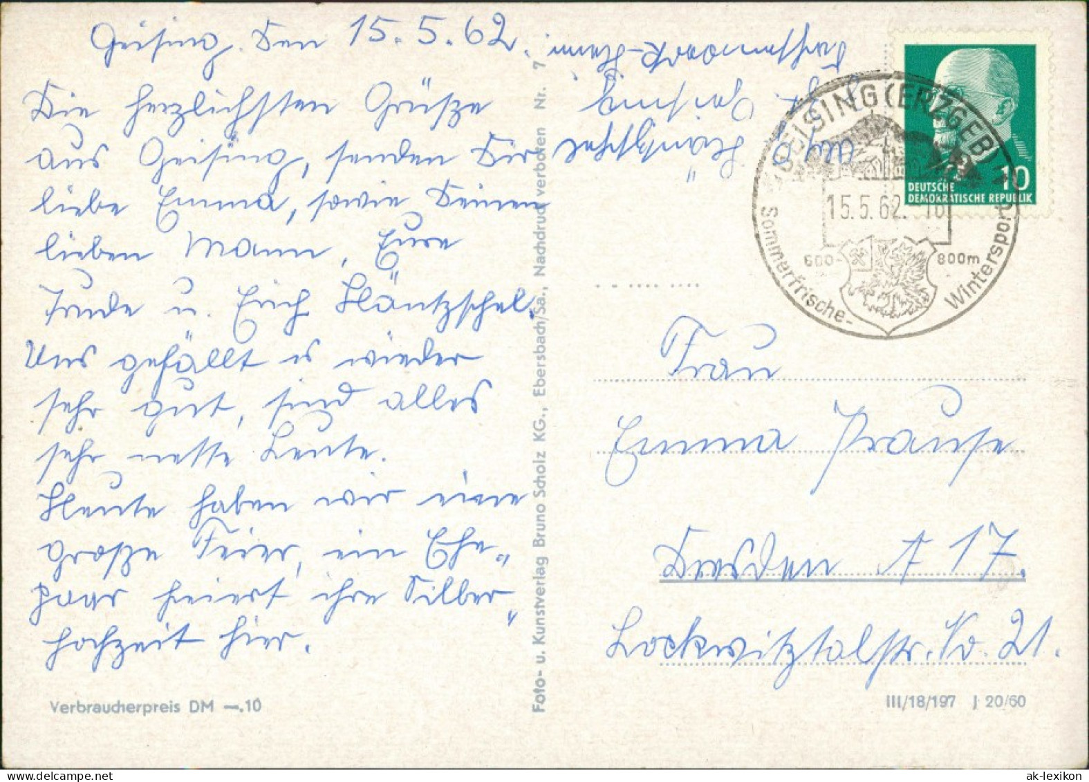 Ansichtskarte Geising-Altenberg (Erzgebirge) Siedlung 1960 - Geising