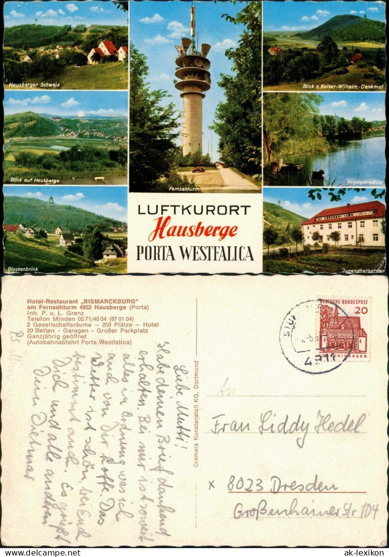 Ansichtskarte Hausberge-Porta Westfalica MB Fernsehturm Stadt 1978 - Porta Westfalica