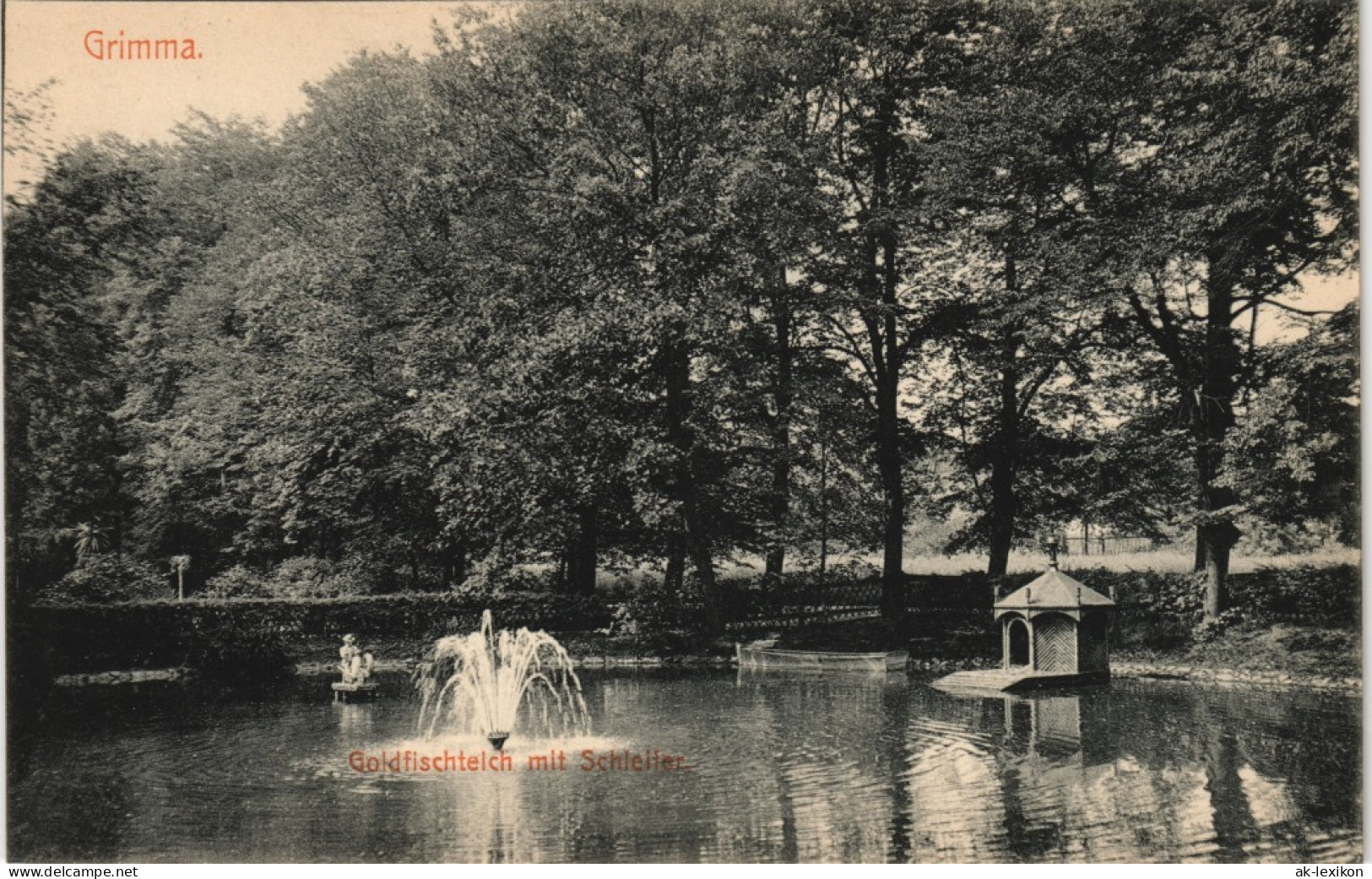 Ansichtskarte Grimma Goldfischteich - Springbrunnen 1915 - Grimma