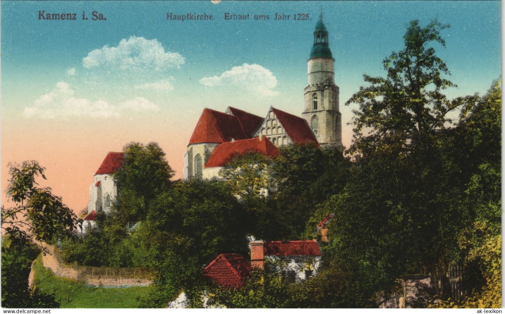 Ansichtskarte Kamenz Kamjenc Partie An Der Hauptkirche 1917 - Kamenz