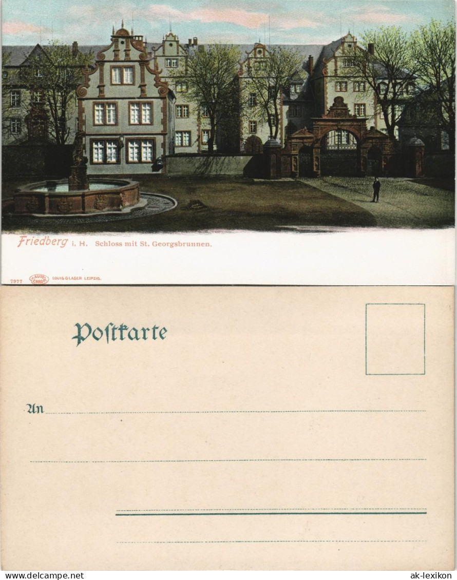 Ansichtskarte Friedberg (Hessen) Schloss Mit St. Georgsbrunnen 1908 - Friedberg