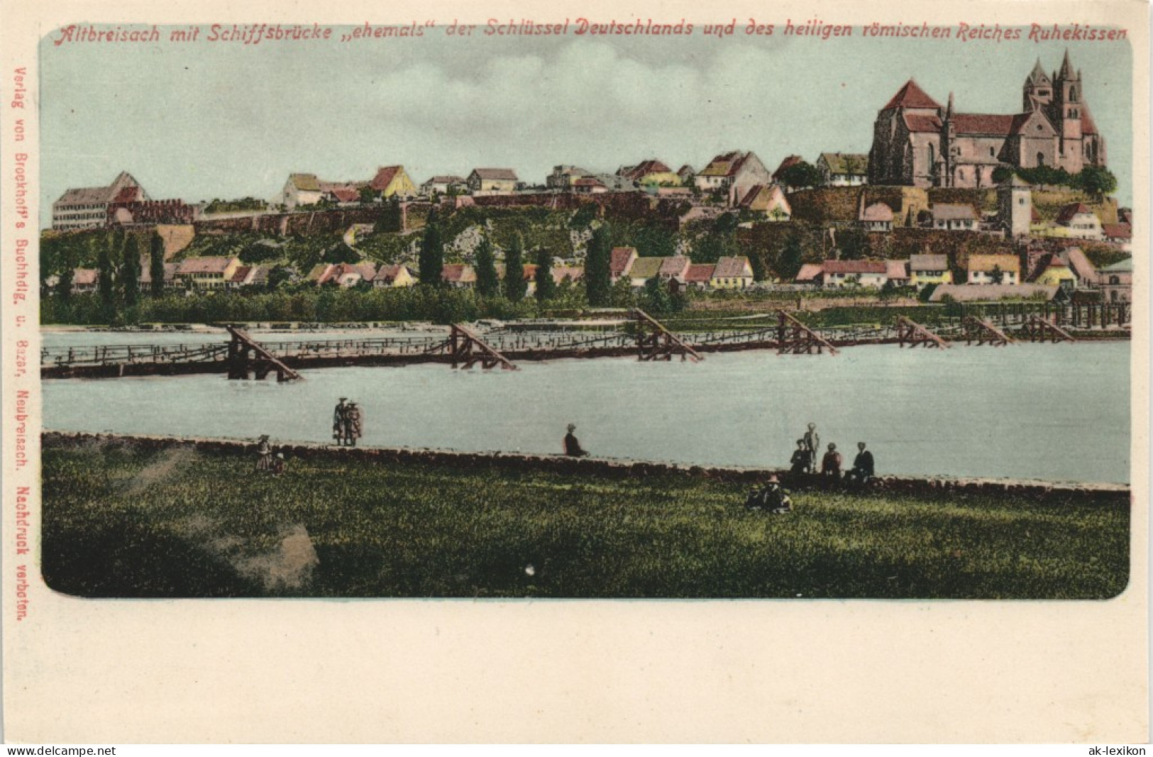 Ansichtskarte Breisach (Rhein) Schiffsbrücke - Stadt 1906 - Breisach