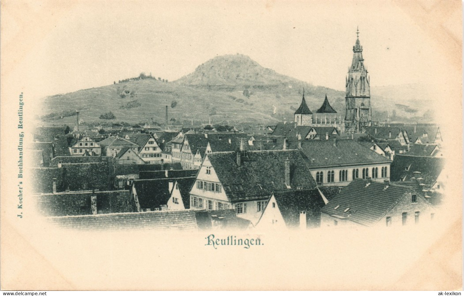 Reutlingen Panorama-Ansicht Blick Auf Das Zentrum Mit Kirche 1900 - Reutlingen