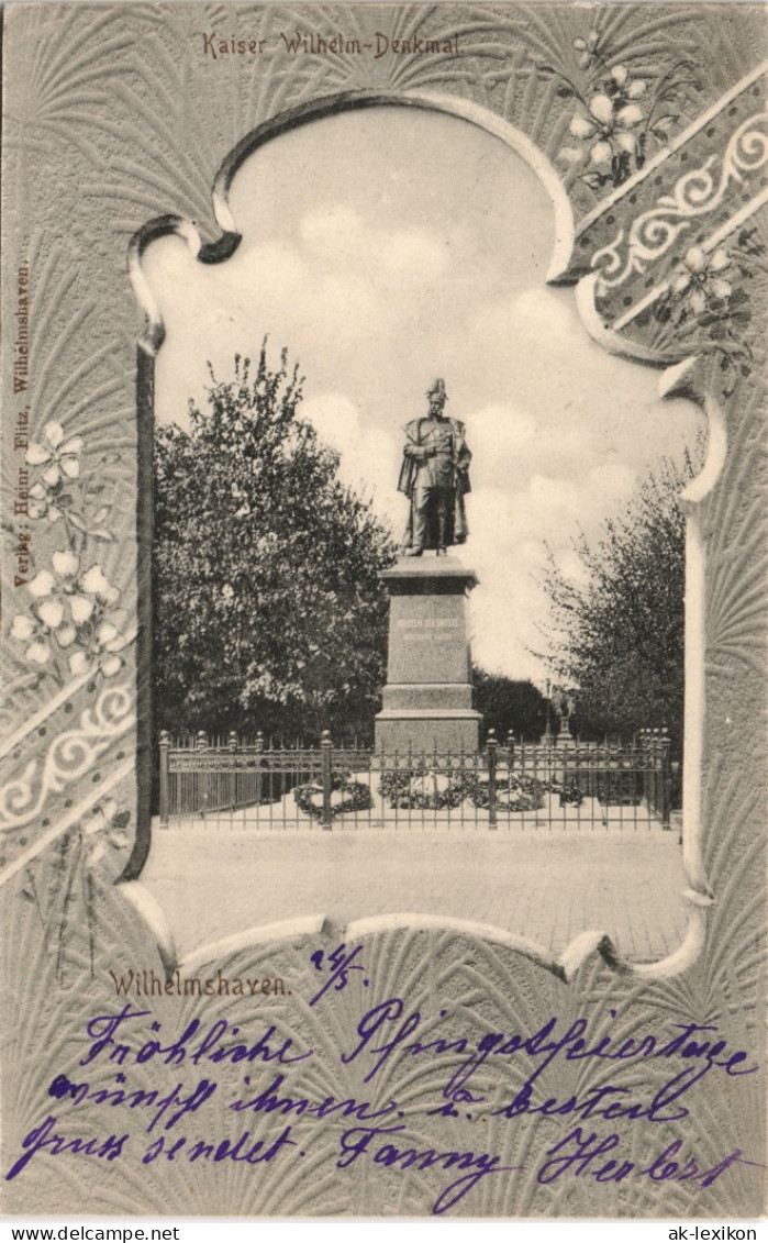 Ansichtskarte Wilhelmshaven Kaiser Wilhelm Denkmal - 1901 Passepartout - Wilhelmshaven