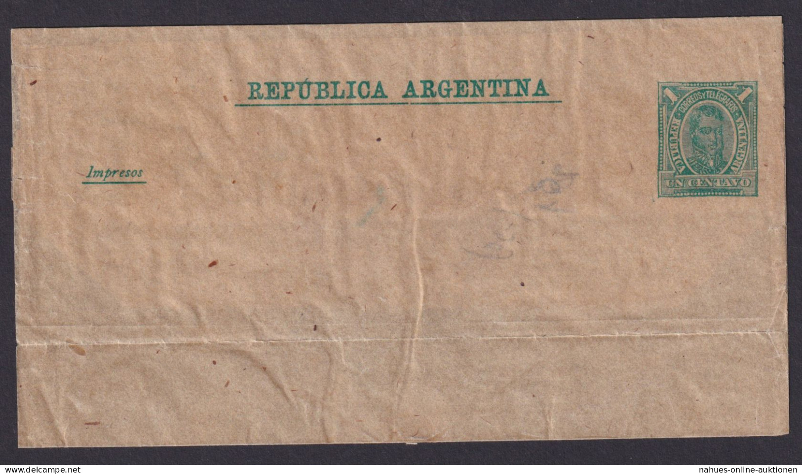 Argentinien Streifband Ganzsache Republik 1 Centavo - Lettres & Documents