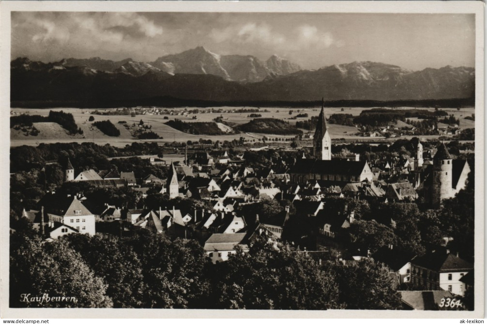 Ansichtskarte Kaufbeuren Panorama-Ansicht Fernblick Alpen Berge 1940 - Kaufbeuren