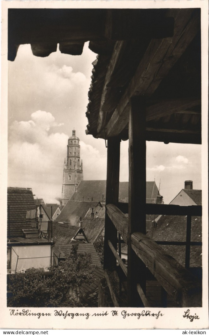 Ansichtskarte Nördlingen Teilansicht Mit Kirche 1940 - Nördlingen
