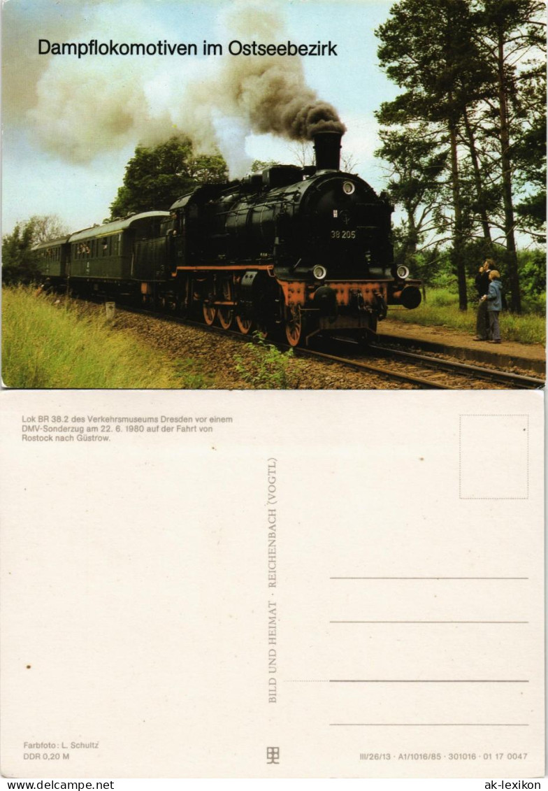 Ansichtskarte Güstrow Lok BR 38.2 Von Rostock Nach Güstrow 1980/1986 - Guestrow