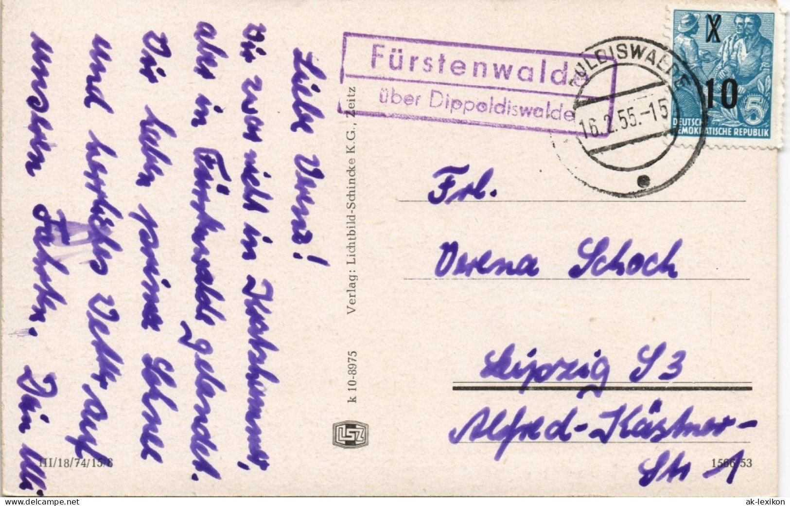 Kratzhammer-Altenberg (Erzgebirge Winter Gel. Landpost ü. Dippoldiswalde 1955 - Altenberg