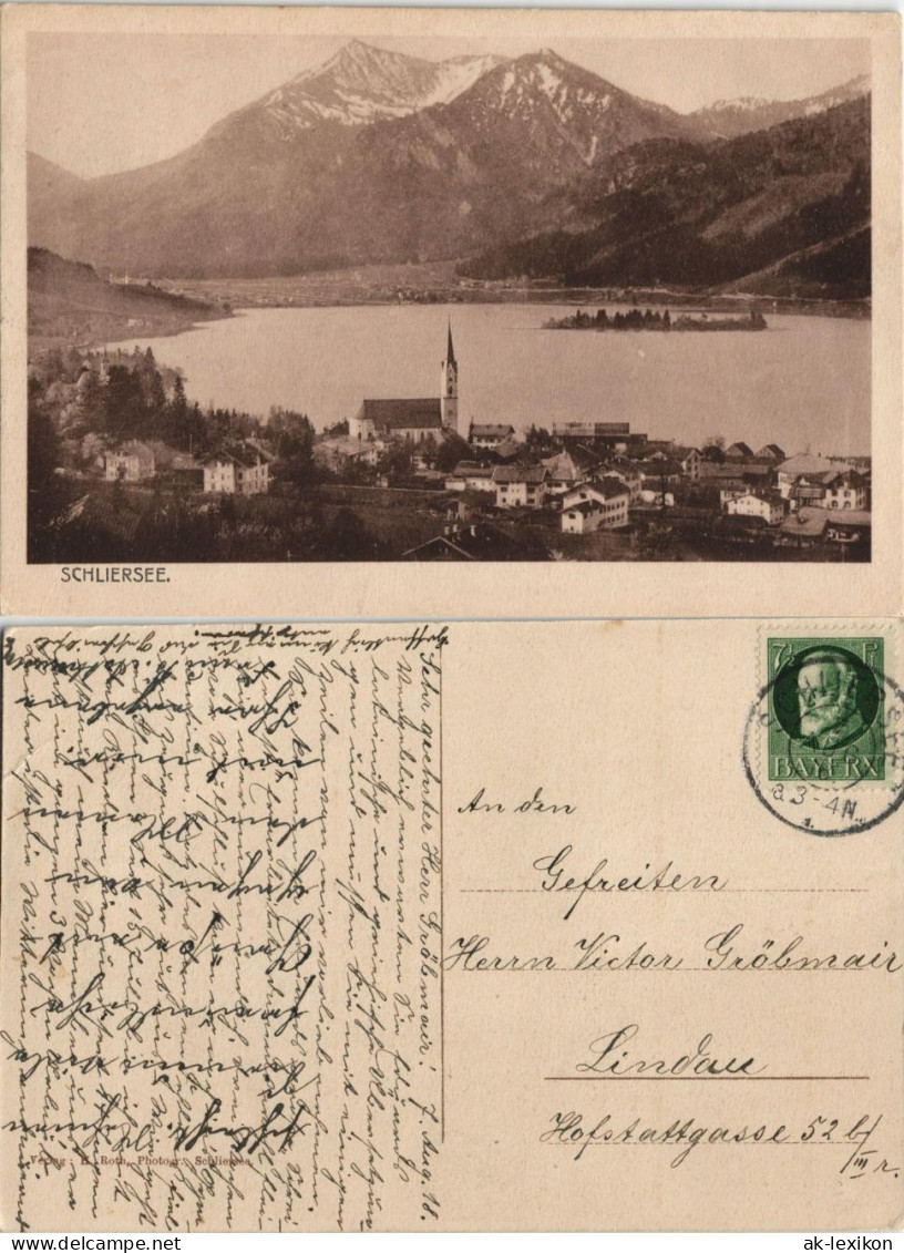 Ansichtskarte Schliersee Blick Auf Stadt See Und Gebirge 1918 - Schliersee