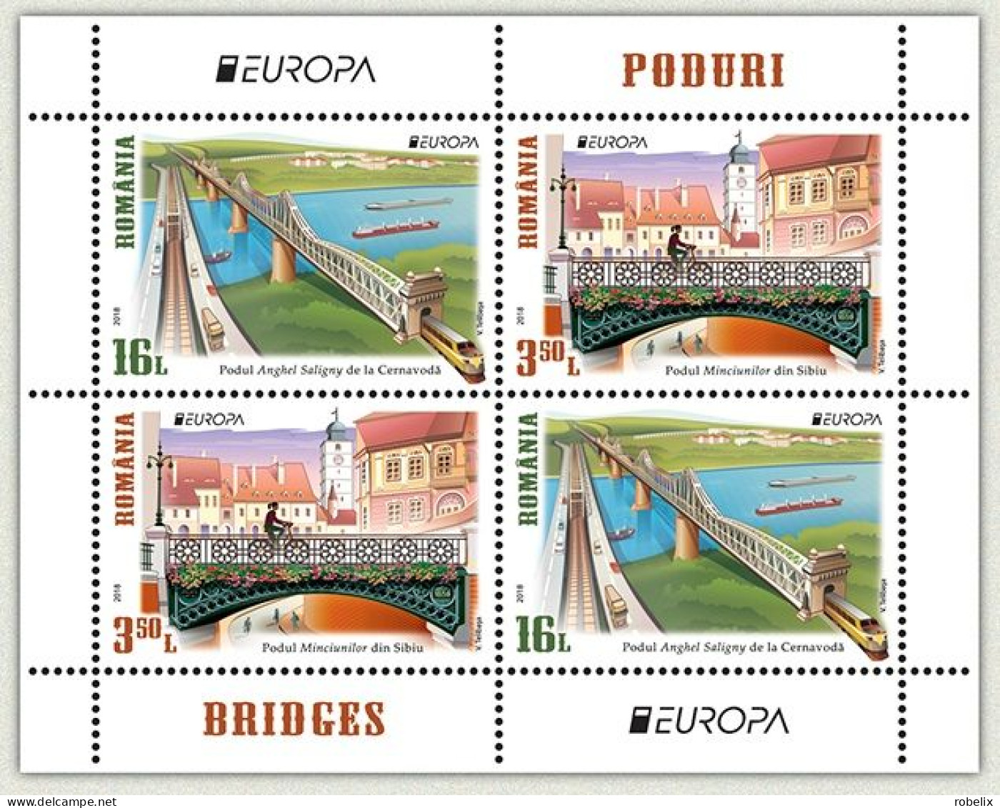 ROMANIA - 2018  EUROPA CEPT  - BRIDGES- S/S-Block II (2 Sets)- MNH** - 2018