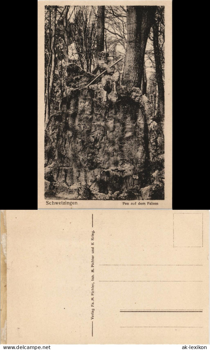 Ansichtskarte Schwetzingen Pan Auf Dem Felsen 1914 - Schwetzingen
