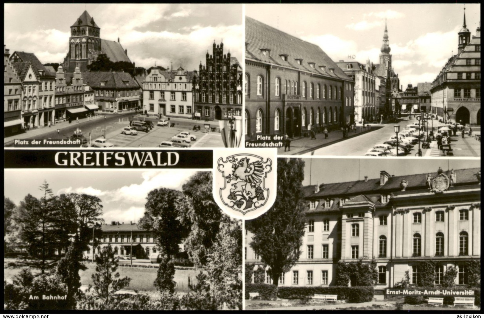 Ansichtskarte Greifswald Plätze, Bahnhof, Universität 1968 - Greifswald