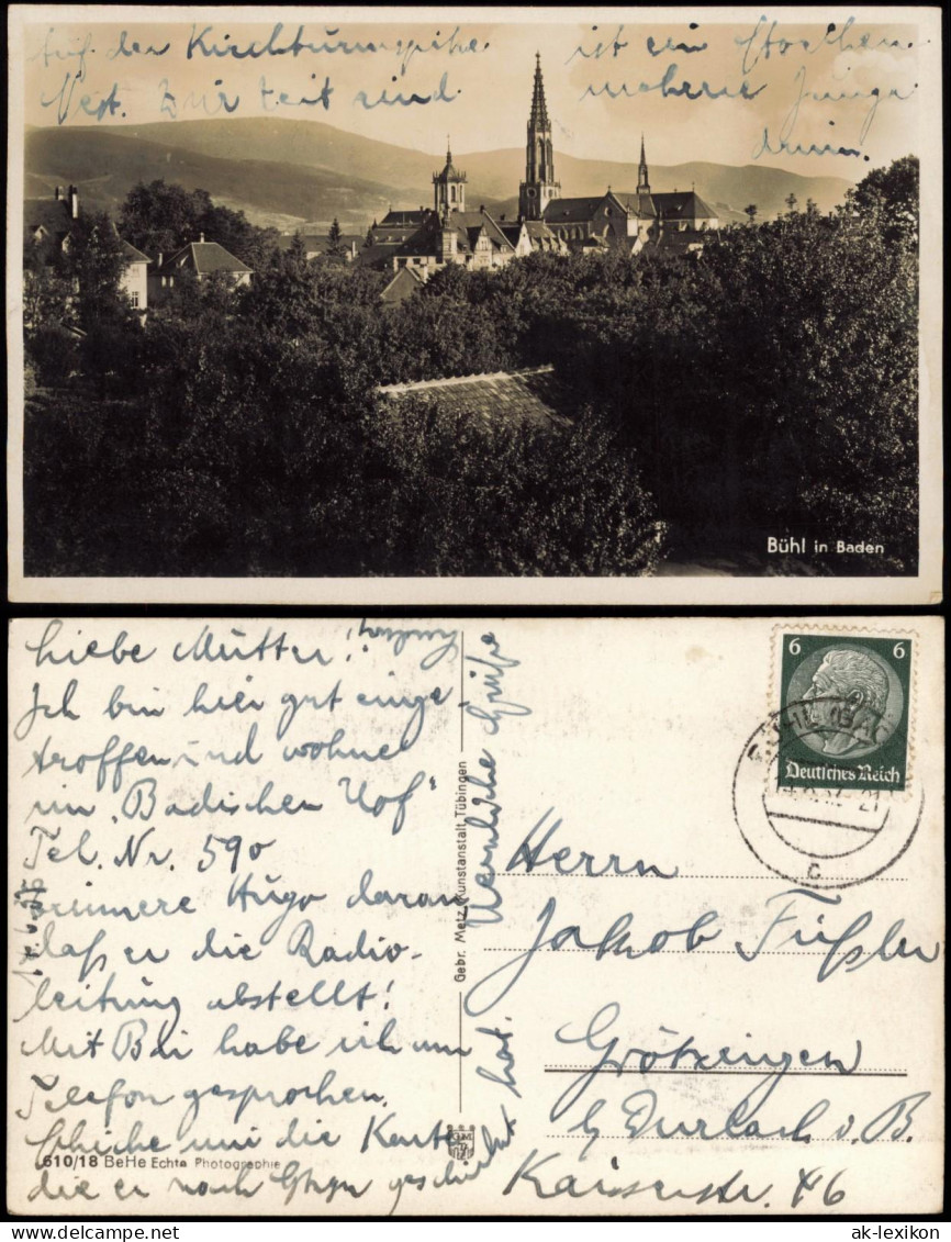Ansichtskarte Bühl (Baden) Stadt - Fotokarte 1937 - Buehl