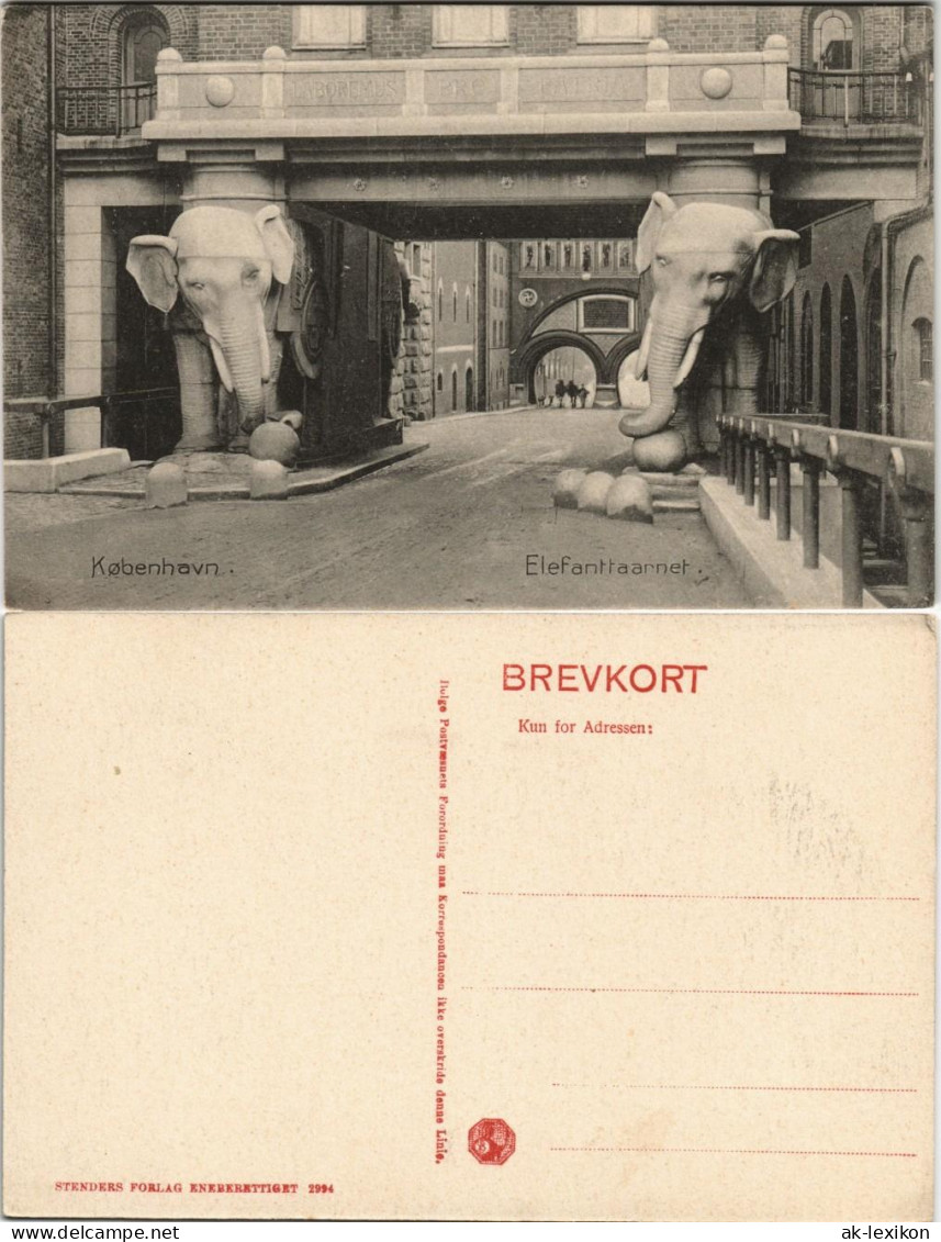 Postcard Kopenhagen København Elefanttaarnet - Straße 1917 - Dinamarca