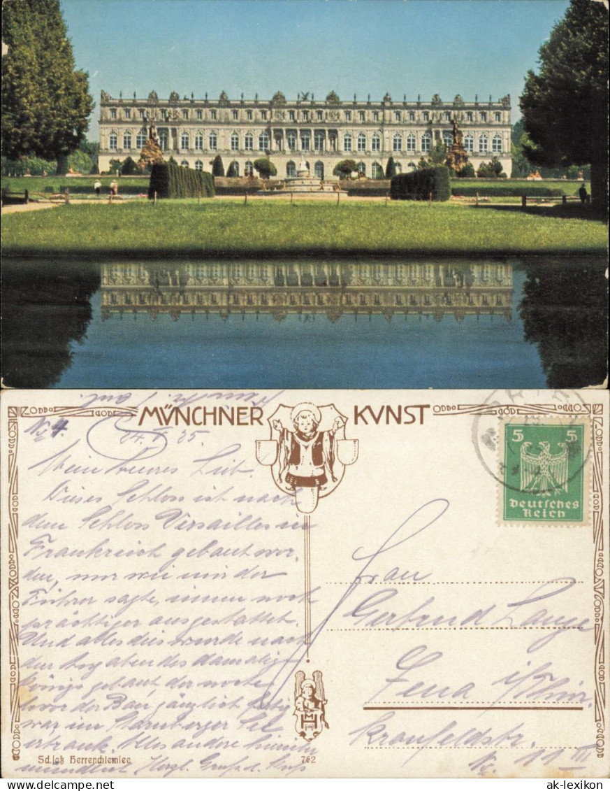 Ansichtskarte Chiemsee Schloß Herrenchiemsee 1924 - Chiemgauer Alpen