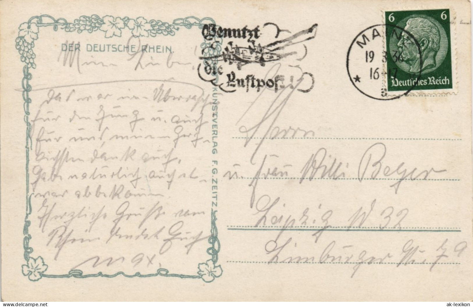 Ansichtskarte Sankt Goar Rheintal An Der Loreley 1936   Gel  Stempel MAINZ - St. Goar