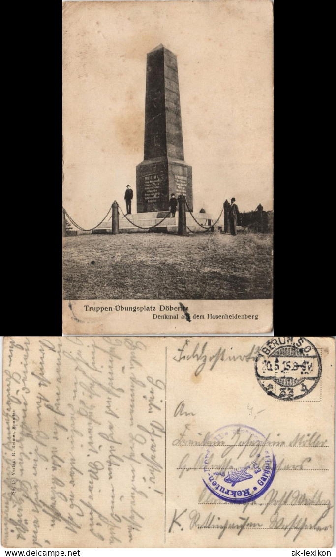 Dallgow-Döberitz Truppenübungsplatz Männer Hasenheidenbergdenkmal Feldpost 1915 - Dallgow-Döberitz