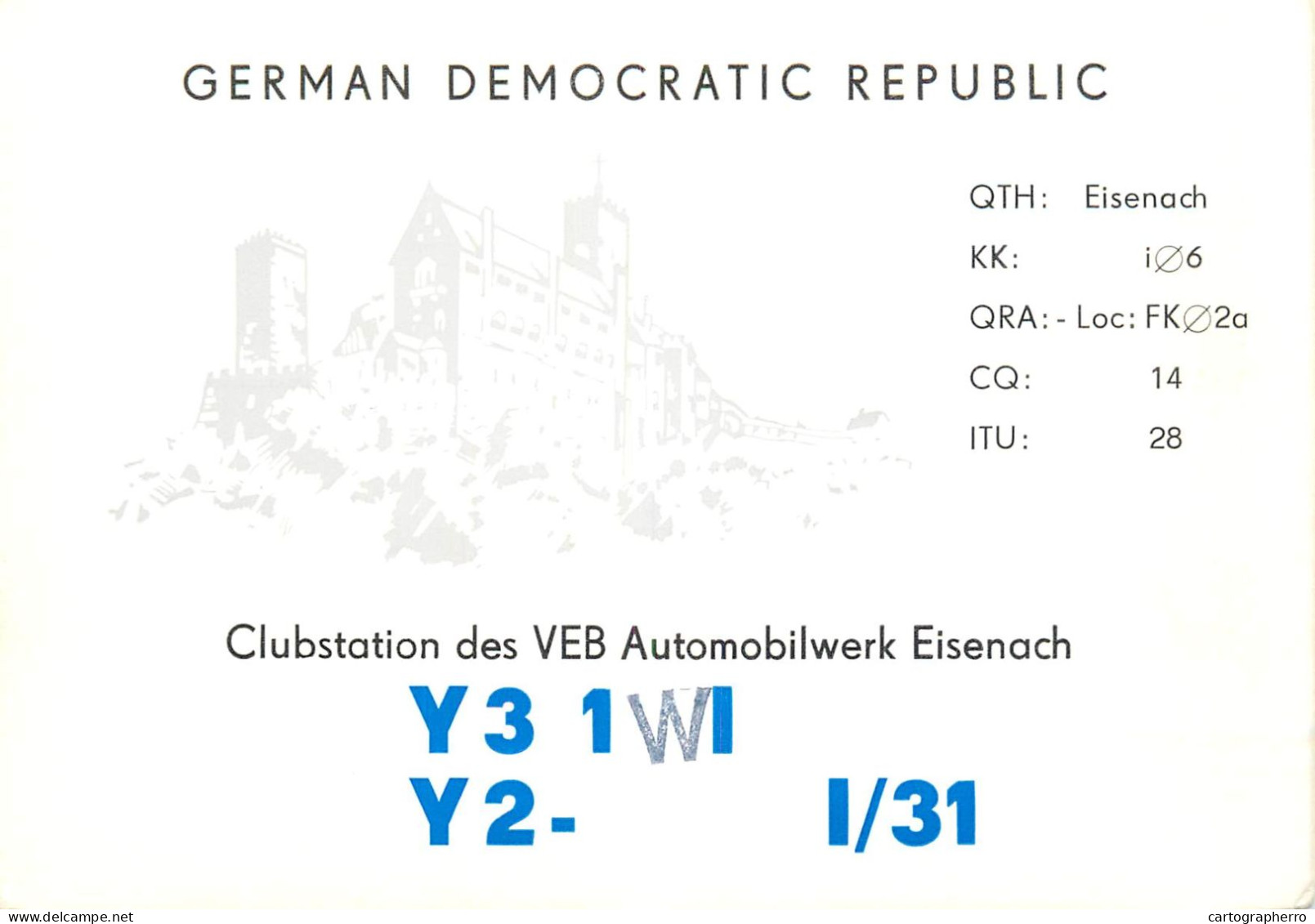 German Democtaric Republic Radio Amateur QSL Card Y31WI  Y03CD 1984 - Radio Amatoriale