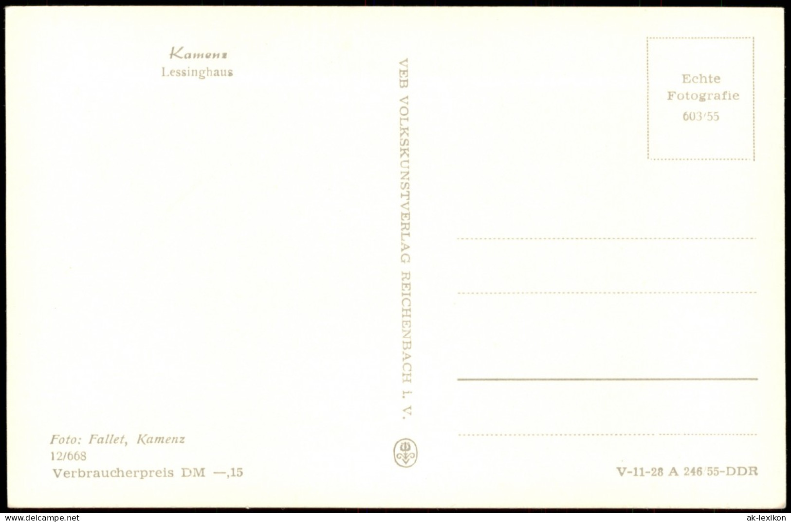 Ansichtskarte Kamenz Kamjenc Lessinghaus 1955 - Kamenz