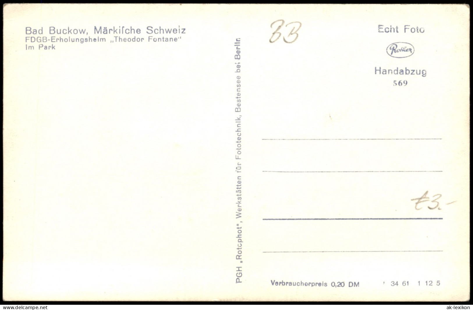 Buckow (Märkische Schweiz) FDGB-Erholungsheim Theodor Fontane 1961 - Buckow