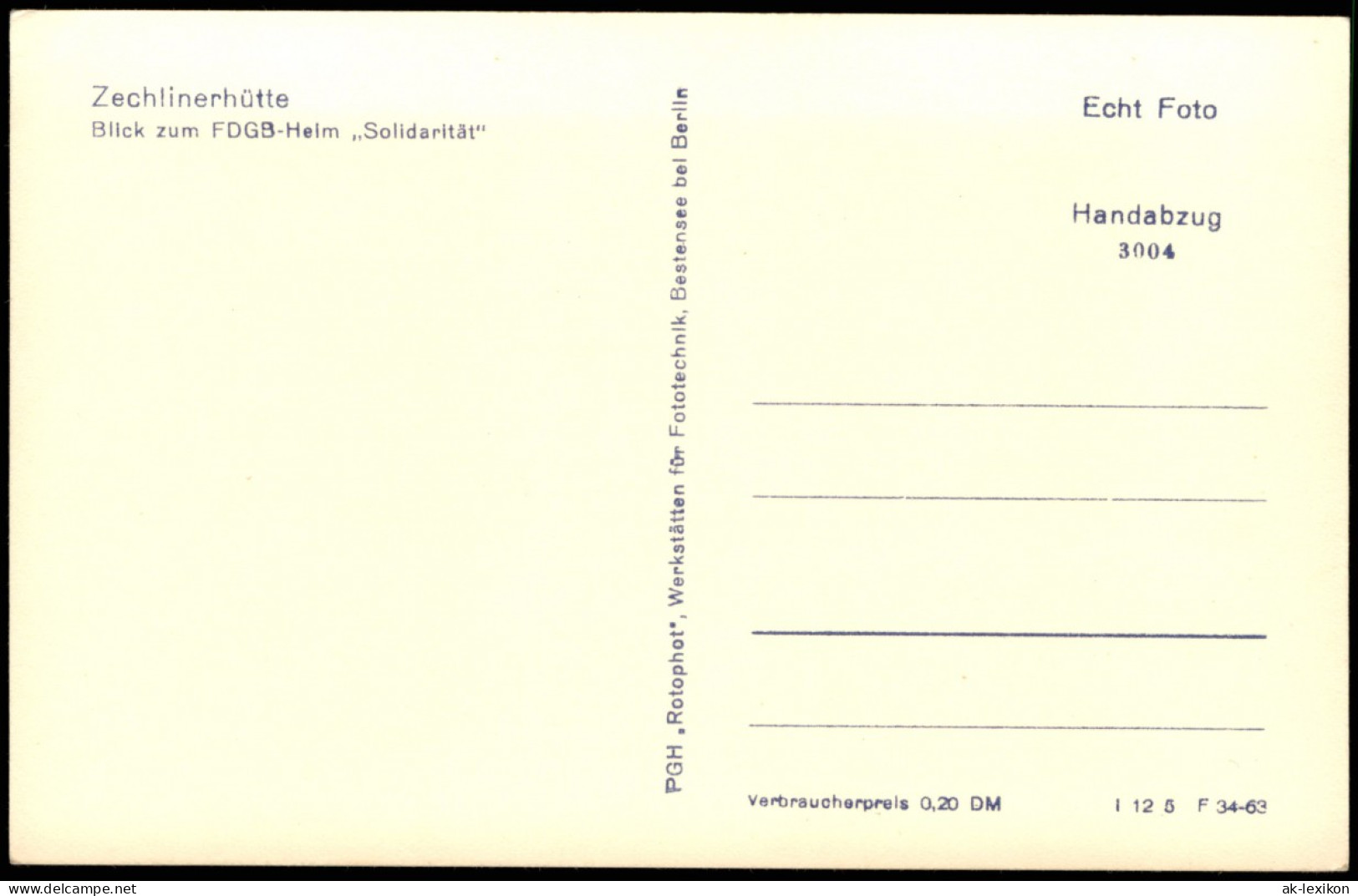 Zechlinerhütte/Mark-Rheinsberg Partie Am FDGB Ferienheim Solidarität 1963 - Zechlinerhütte