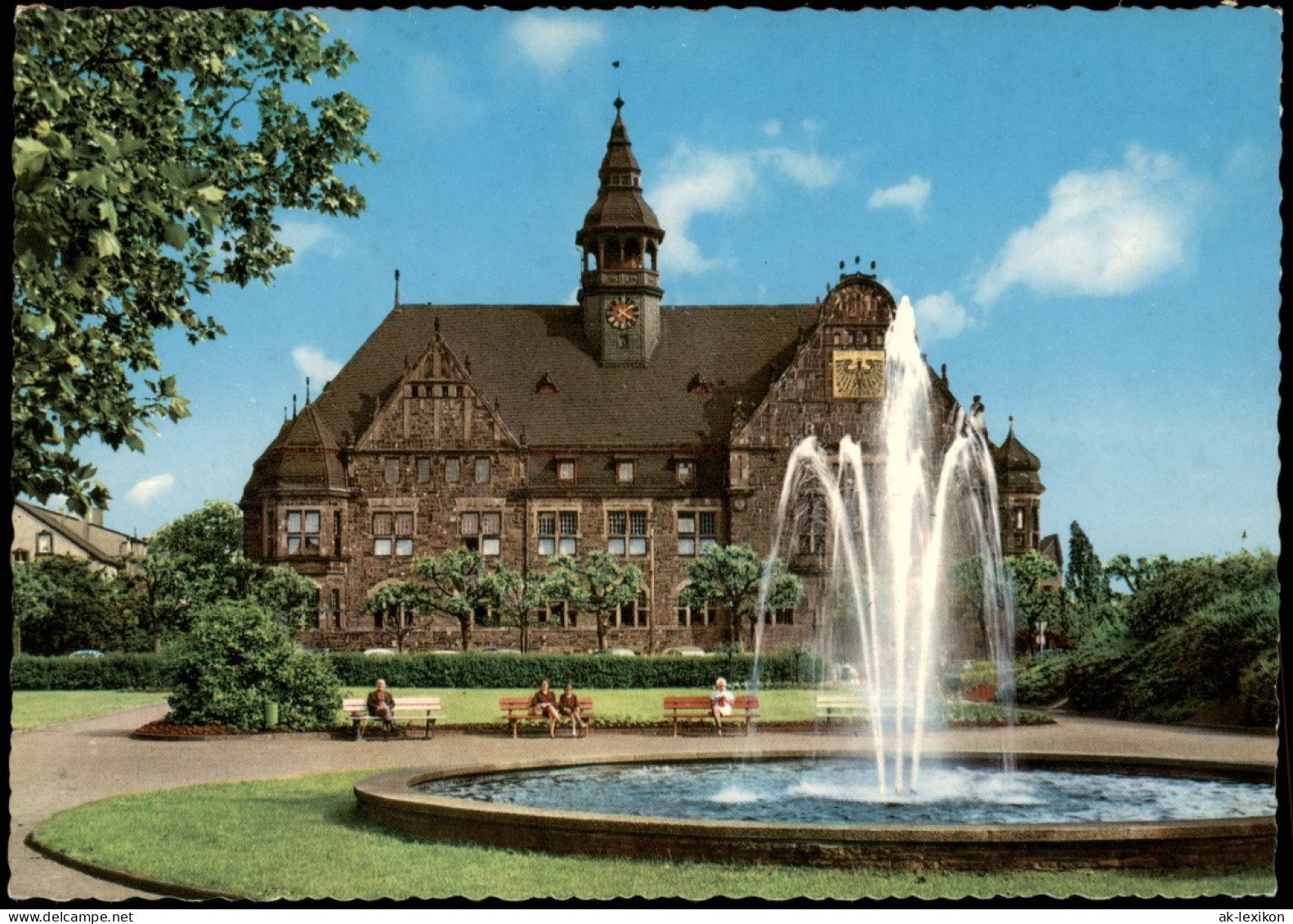 Ansichtskarte Dillingen (Saar) Rathaus, Wasserspiele Springbrunnen 1970 - Kreis Saarlouis