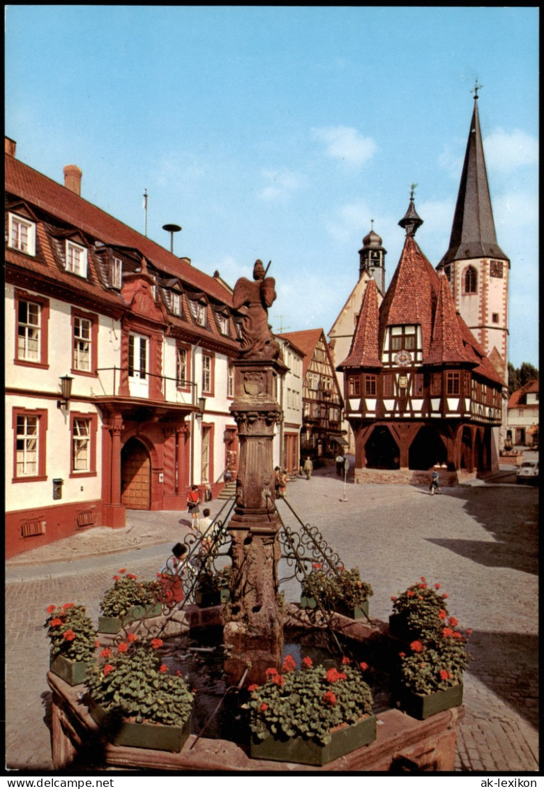 Ansichtskarte Michelstadt Marktbrunnen Und Rathaus Aus Dem Jahre 1484 1980 - Michelstadt