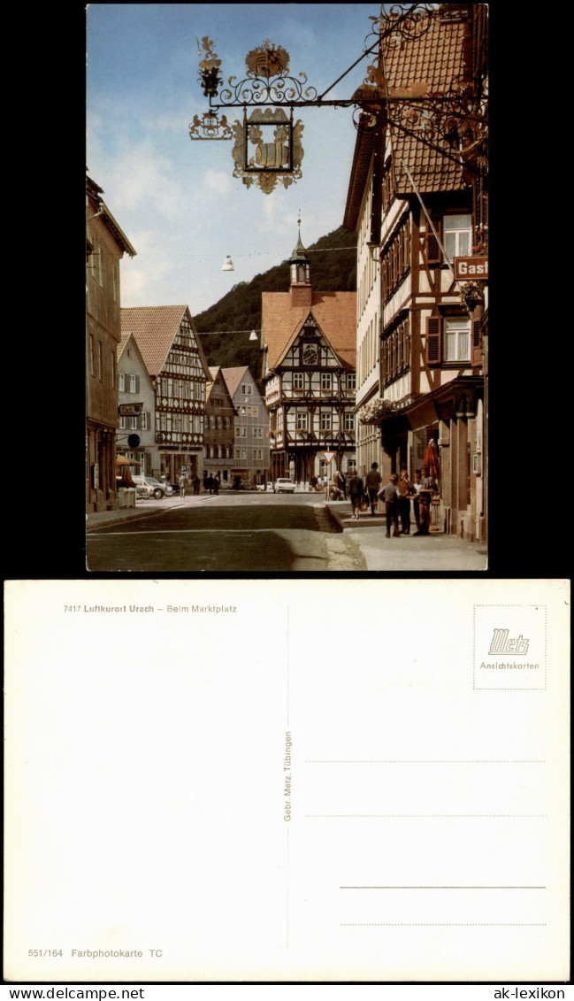 Ansichtskarte Bad Urach Ortspartie Mit Personen Beim Marktplatz 1970 - Bad Urach