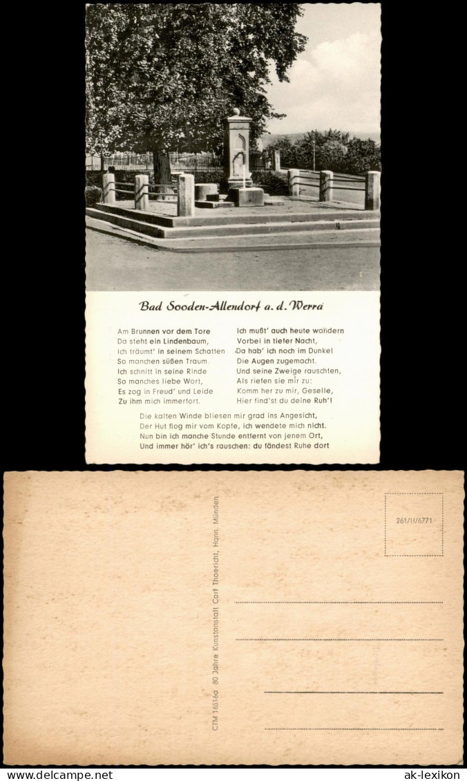 Ansichtskarte Bad Sooden-Allendorf Brunnen Denkmal (Mit Gedichtstext) 1964 - Bad Sooden-Allendorf