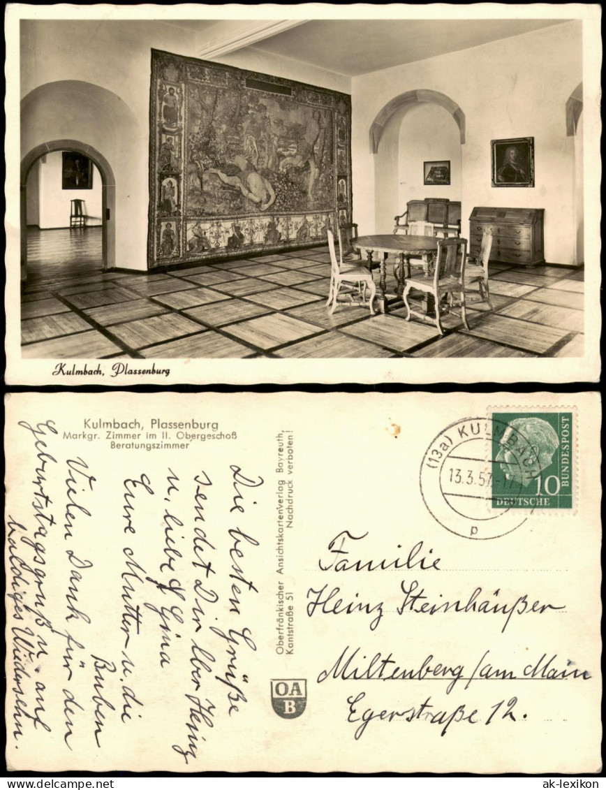 Ansichtskarte Kulmbach Plassenburg Markgr. Zimmer Im Obergeschoß 1957 - Kulmbach