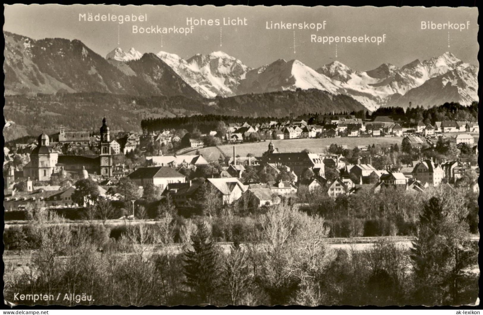 Ansichtskarte Kempten (Allgäu) Stadtpartie - Beschreibung Der Bergkette 1958 - Kempten