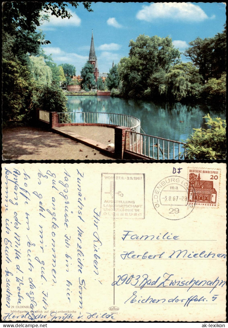 Ansichtskarte Oldenburg Schlossgarten Mit Blick Auf D. Lamberti-Kirche 1967 - Oldenburg