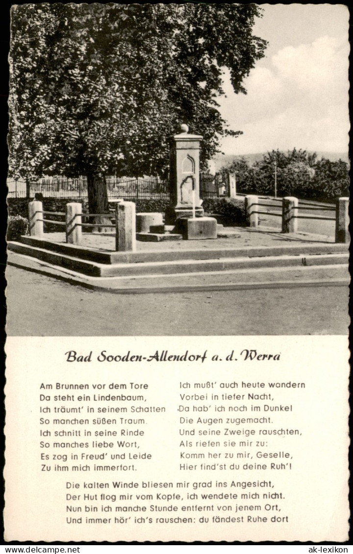 Ansichtskarte Bad Sooden-Allendorf Brunnen Denkmal (Mit Gedichtstext) 1964 - Bad Sooden-Allendorf