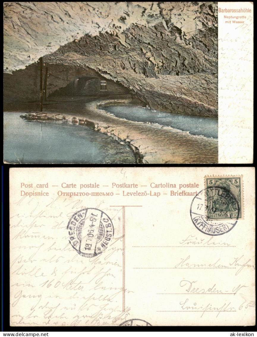 Ansichtskarte Bad Frankenhausen Barbarossa-Höhle Neptungrotte Mit Wasser 1906 - Bad Frankenhausen