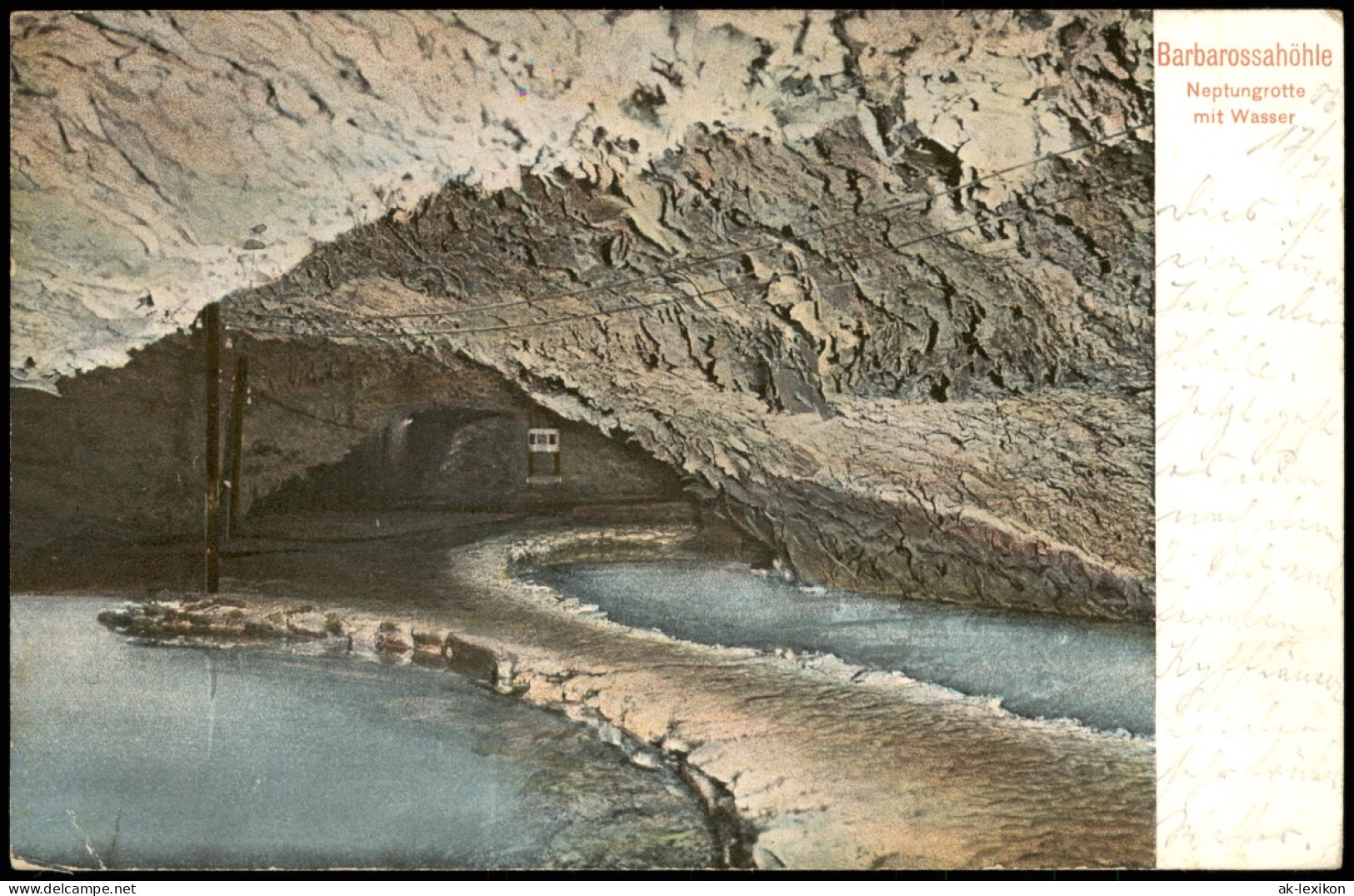 Ansichtskarte Bad Frankenhausen Barbarossa-Höhle Neptungrotte Mit Wasser 1906 - Bad Frankenhausen