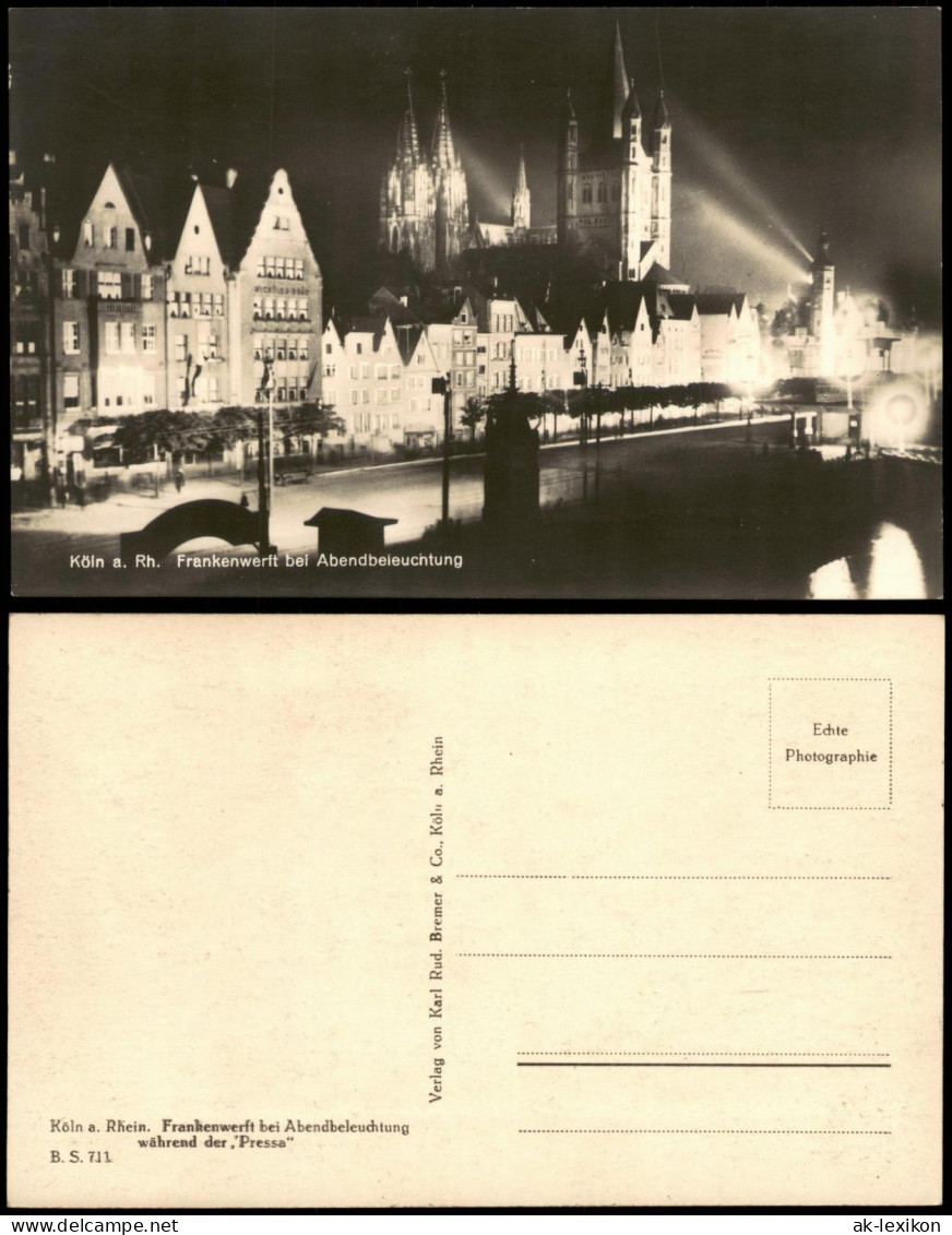 Ansichtskarte Köln Frankenwerft Bei Abendbeleuchtung 1928 - Koeln