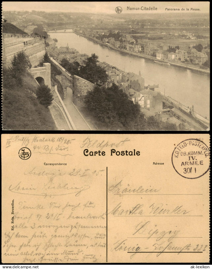 Namur Namen   La Meuse 1915   1. WK Feldpost Gelaufen (Stempel Der IV. Armee) - Namen