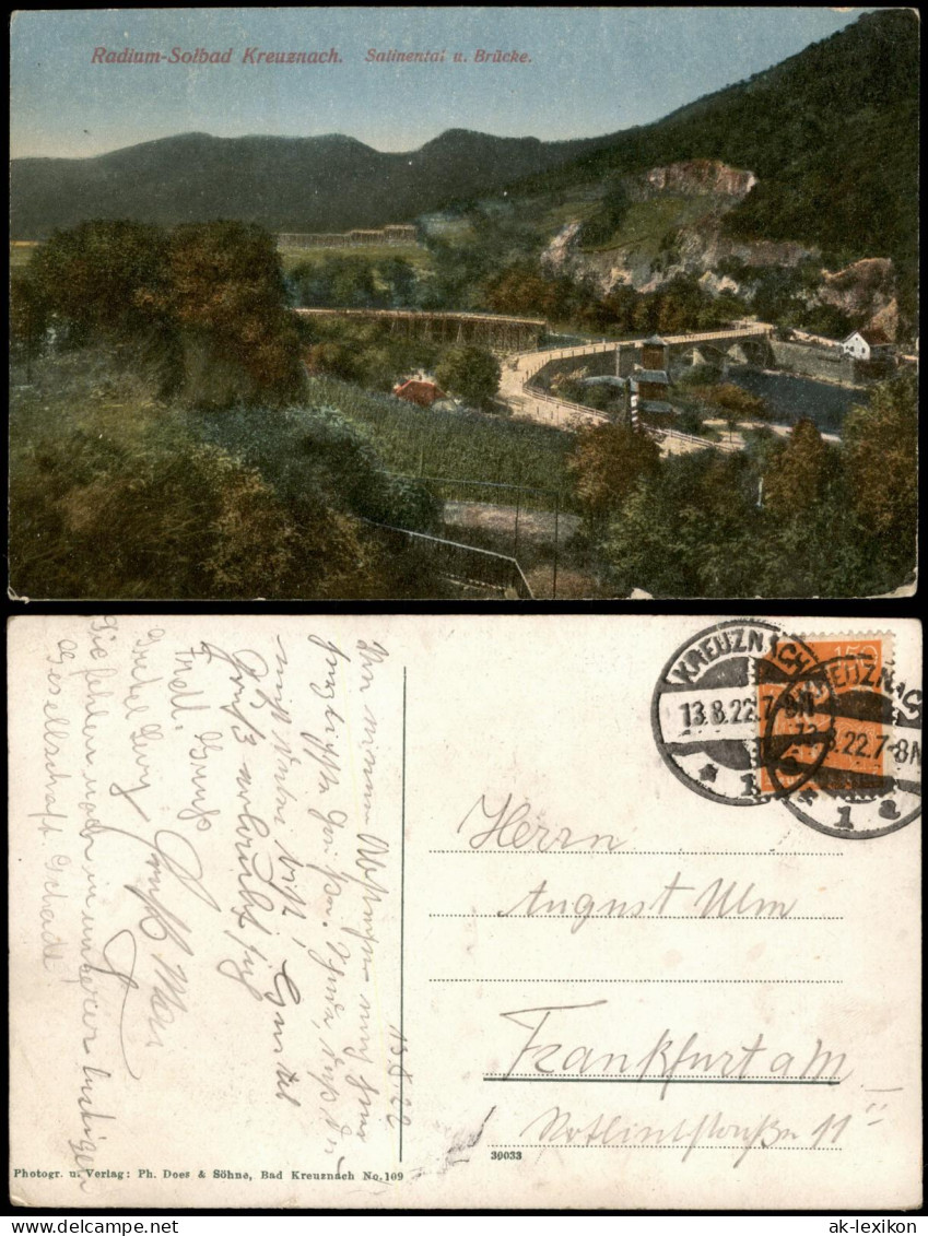 Ansichtskarte Bad Kreuznach Salinental Und Brücke 1922 - Bad Kreuznach